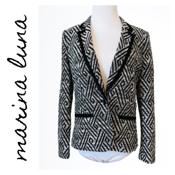 MARINA LUNA Modern Abstract Blazer Size 8 - Picture 1 of 6